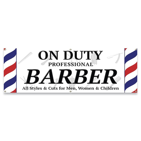 Signmission On Duty Professional Barber Banner Concession Stand Food Truck Single Sided B-72-30122 - main